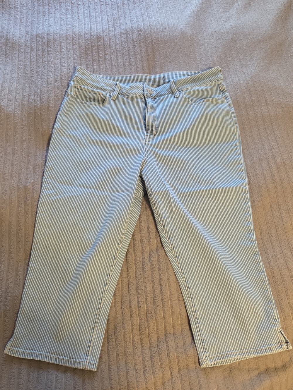 John Varvatos Blue & White Striped Cropped Jeans